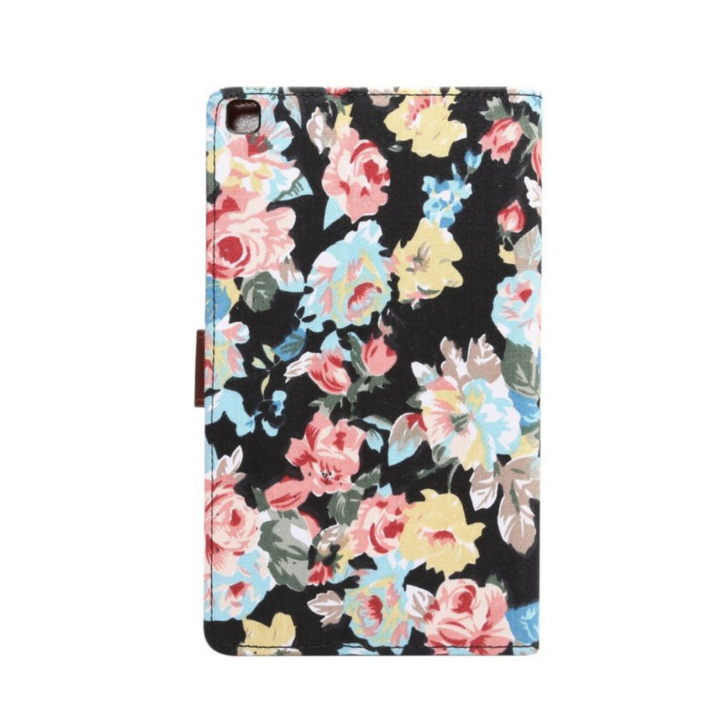 Flip Case Für Samsung Galaxy Tab A 8" (2024) Stoffstruktur Mit Rosen