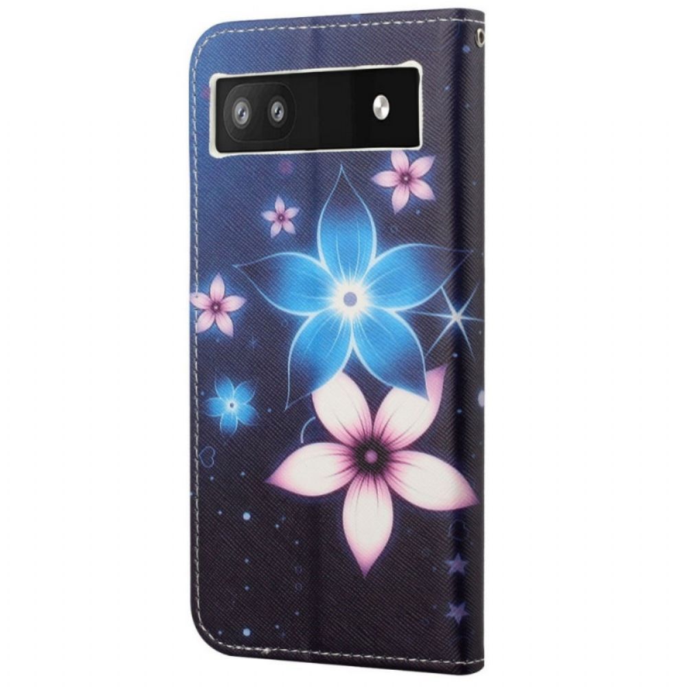 Flip Case Für Google Pixel 6A Mit Kordel Mondarmband Blumen