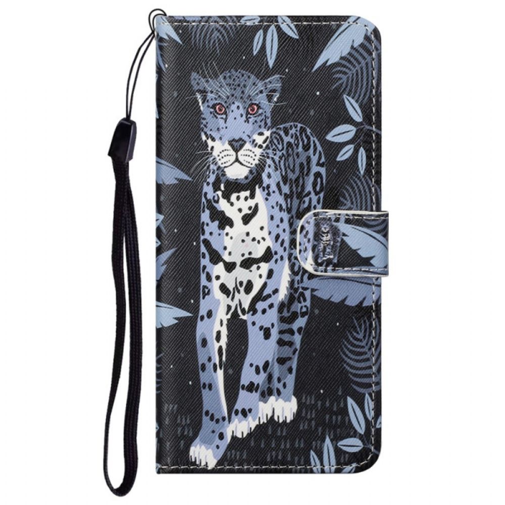 Flip Case Für Google Pixel 6A Mit Kordel Tanga Leopard