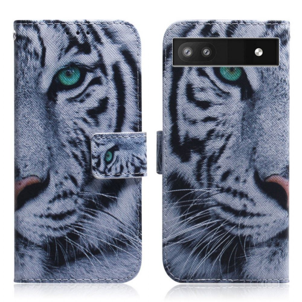 Flip Case Für Google Pixel 6A Weißer Tiger