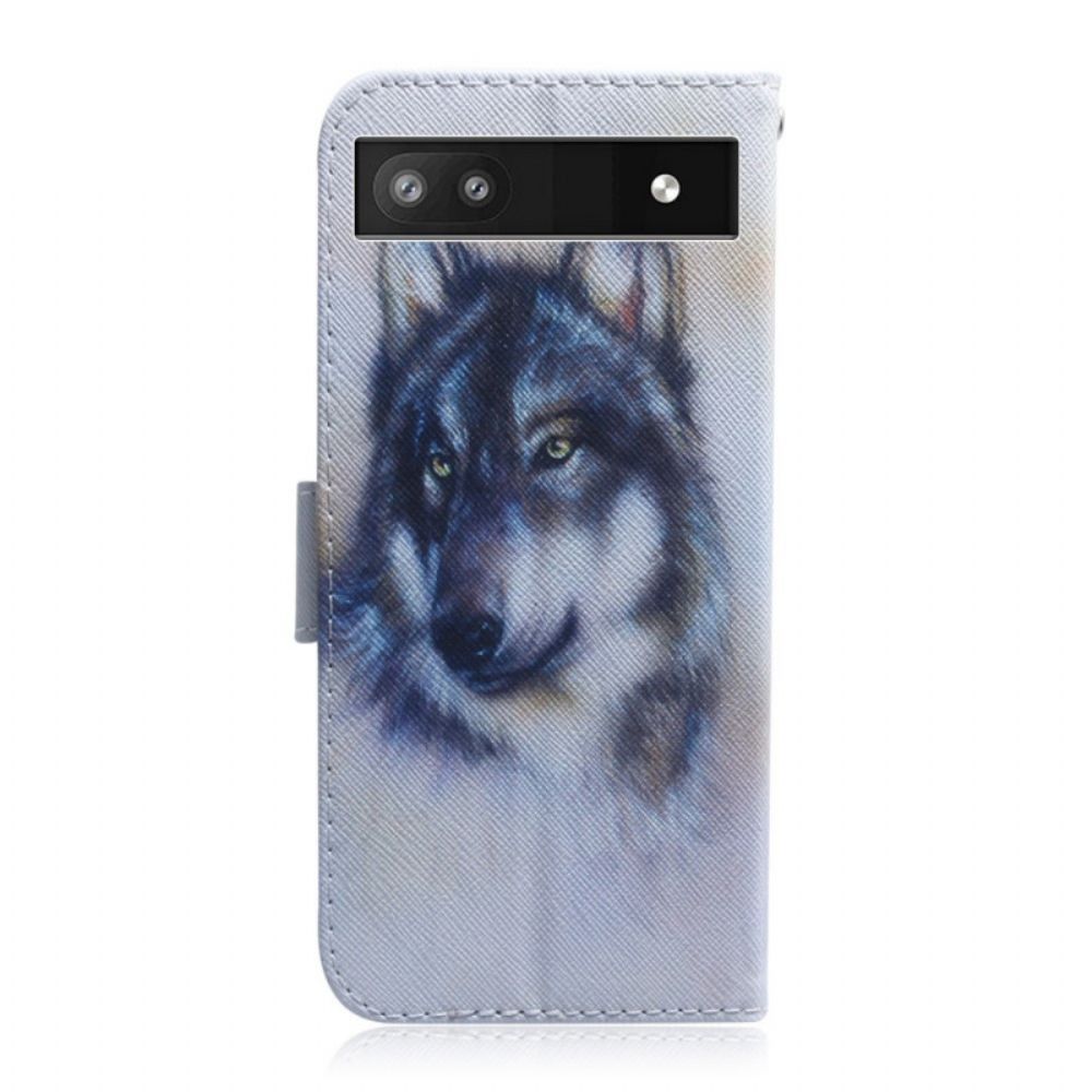 Lederhüllen Für Google Pixel 6A Aquarell Wolf