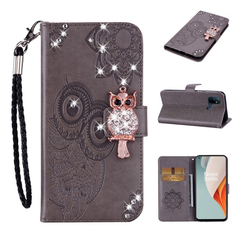 Flip Case Für OnePlus Nord N100 Eulen-mandala Und Anhänger