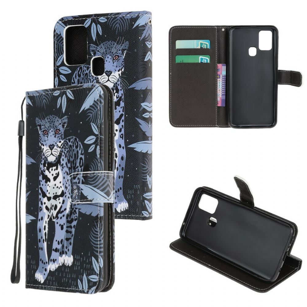 Flip Case Für OnePlus Nord N100 Mit Kordel Tanga Leopard