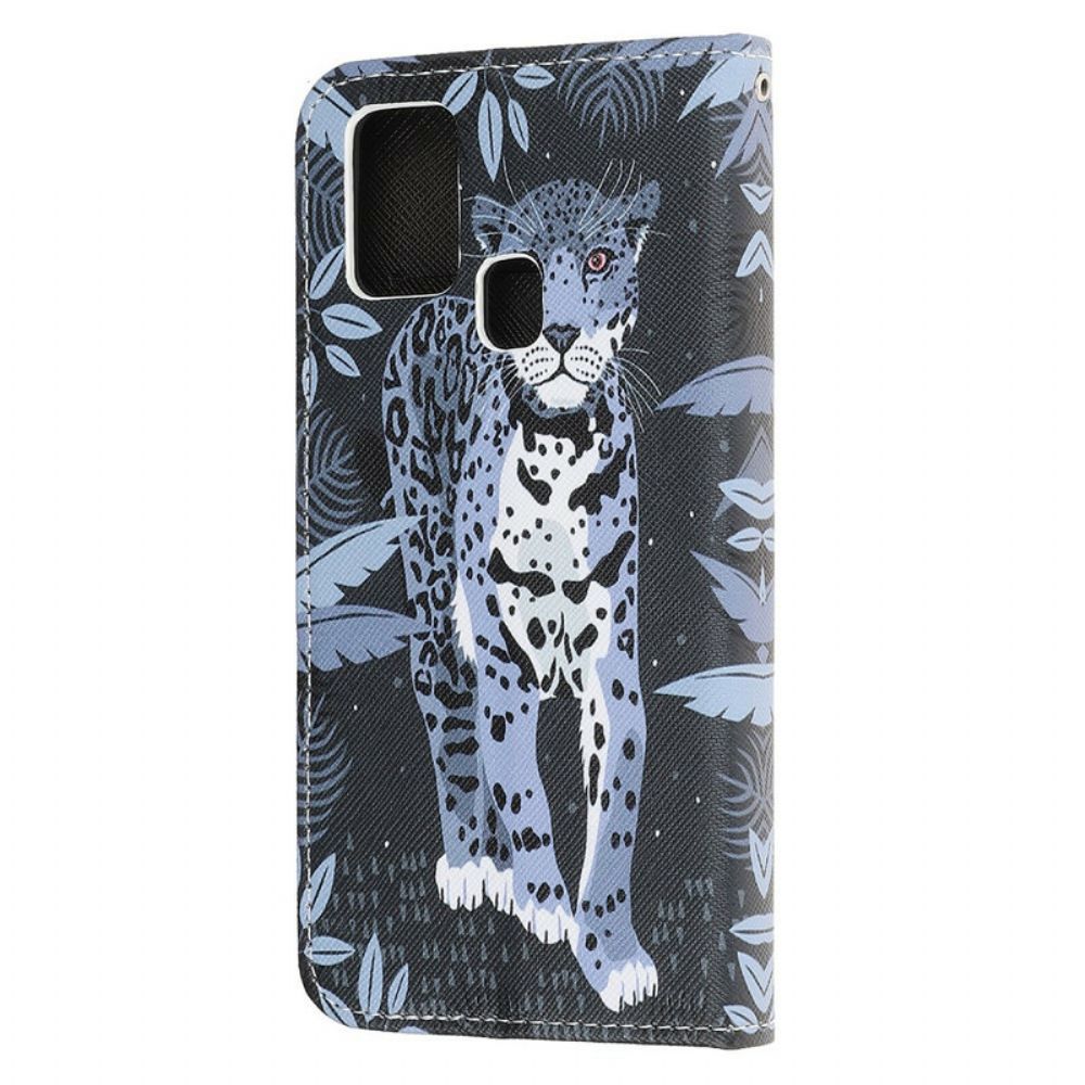 Flip Case Für OnePlus Nord N100 Mit Kordel Tanga Leopard