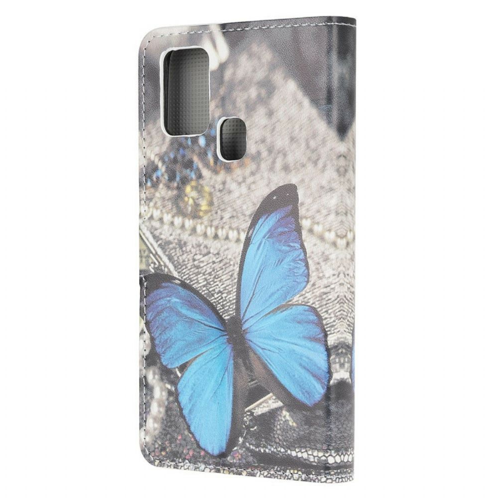 Lederhüllen Für OnePlus Nord N100 Blauer Schmetterling