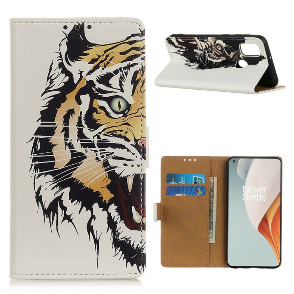 Lederhüllen Für OnePlus Nord N100 Wilder Tiger