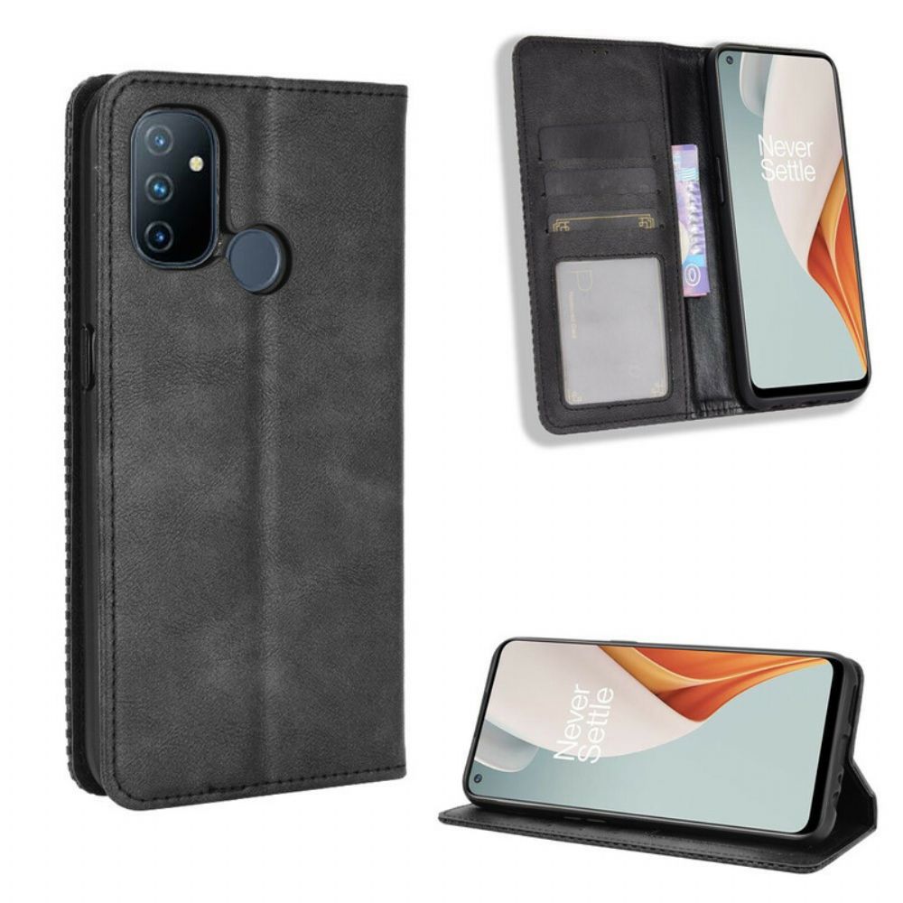 Schutzhülle Für OnePlus Nord N100 Flip Case Gestylter Vintage-leder-effekt