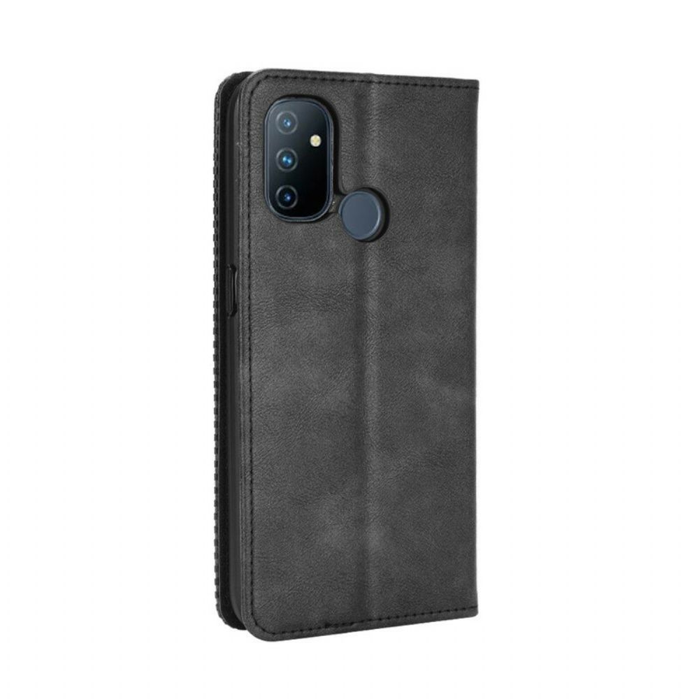 Schutzhülle Für OnePlus Nord N100 Flip Case Gestylter Vintage-leder-effekt