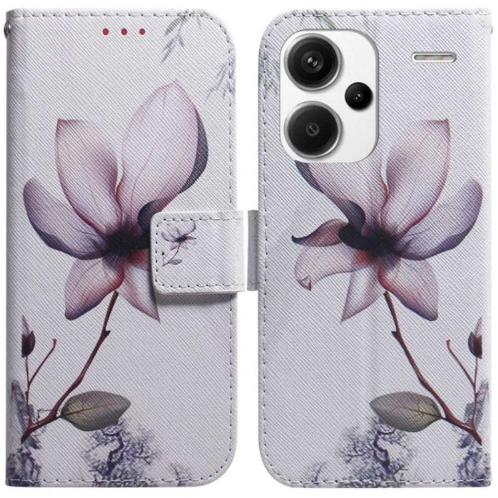 Lederhüllen Xiaomi Redmi Note 13 Pro Plus 5g Handyhülle Rosa Blume