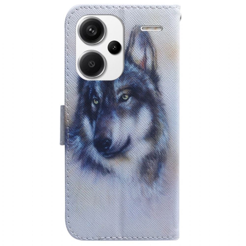 Lederhüllen Xiaomi Redmi Note 13 Pro Plus 5g Handyhülle Wolf-aquarell