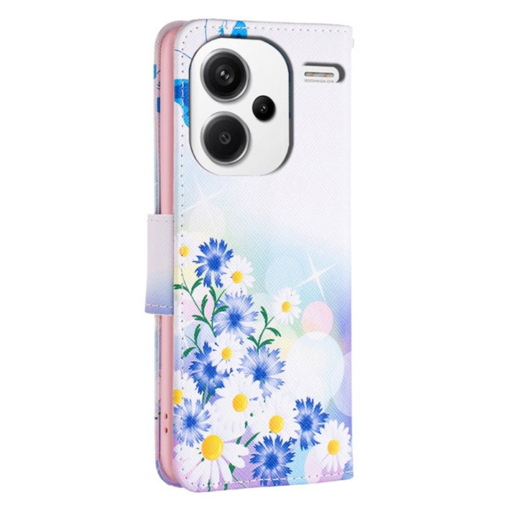 Lederhüllen Xiaomi Redmi Note 13 Pro Plus 5g Schmetterlinge Und Blumen Aquarell