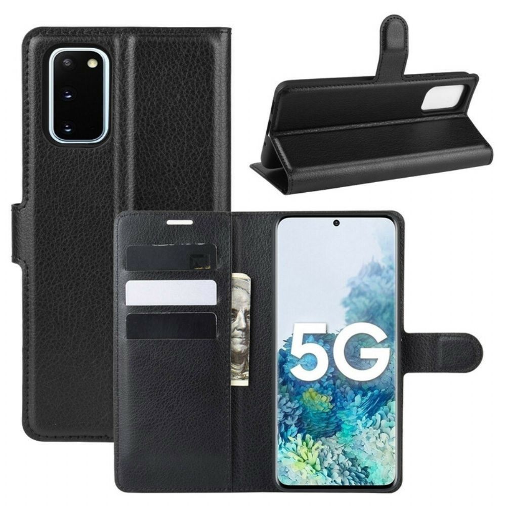 Flip Case Für Samsung Galaxy S20 FE Klassisches Litschi-kunstleder