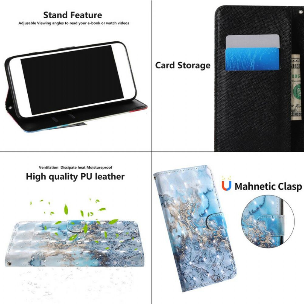 Flip Case Für Samsung Galaxy S20 FE Lichtpunkt Marmordesign Mit Lanyard