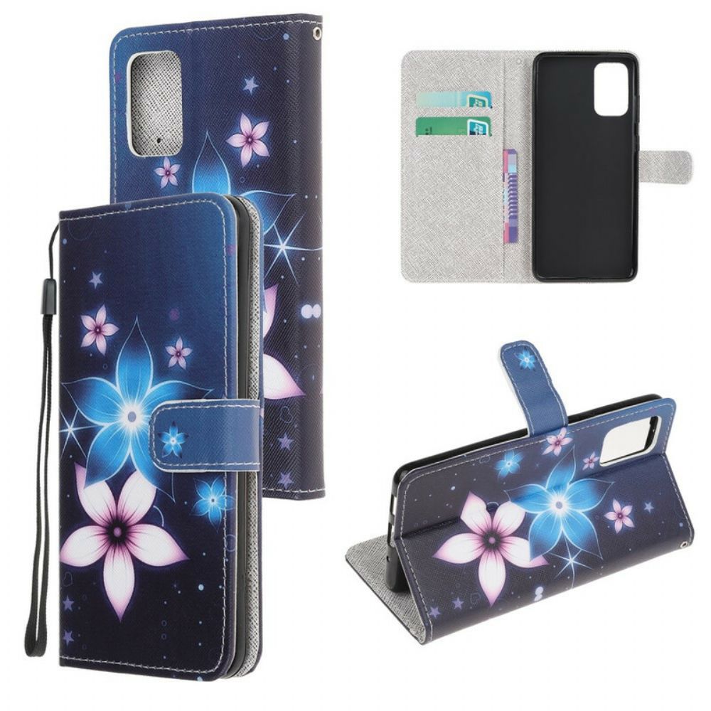 Flip Case Für Samsung Galaxy S20 FE Mit Kordel Mondriemen Blumen