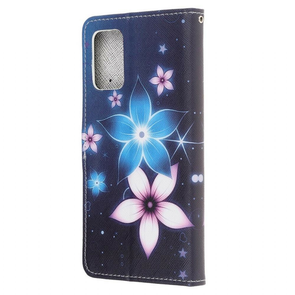 Flip Case Für Samsung Galaxy S20 FE Mit Kordel Mondriemen Blumen