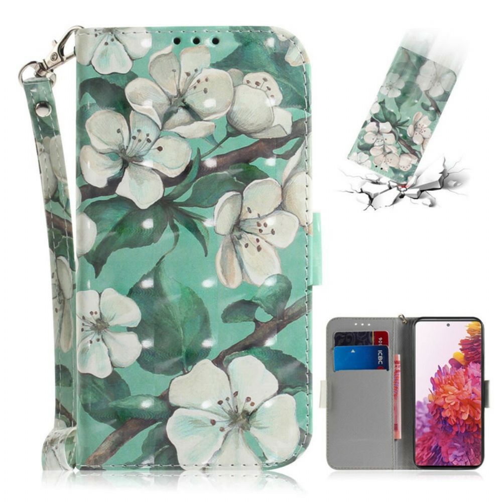 Flip Case Für Samsung Galaxy S20 FE Mit Kordel Tanga Blumenzweig