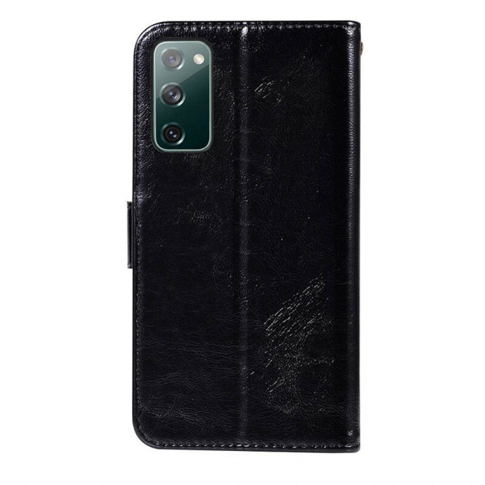 Flip Case Für Samsung Galaxy S20 FE Mit Kordel Vintage Kunstlederband