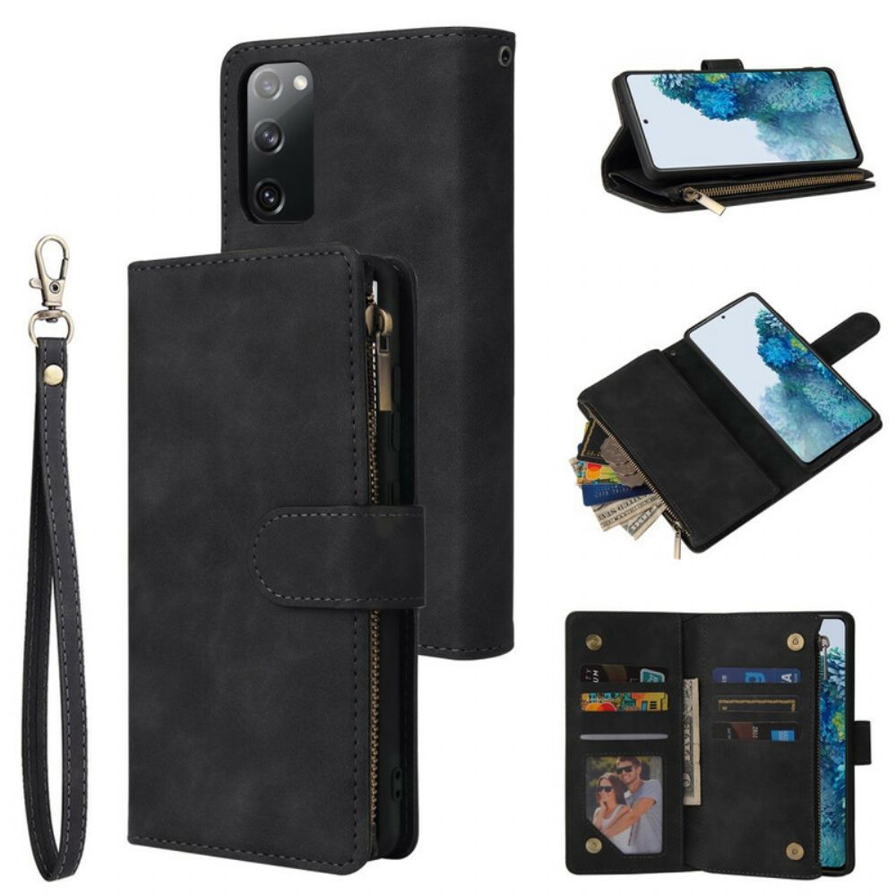 Flip Case Für Samsung Galaxy S20 FE Multi-karten-lederstil Mit Lanyard