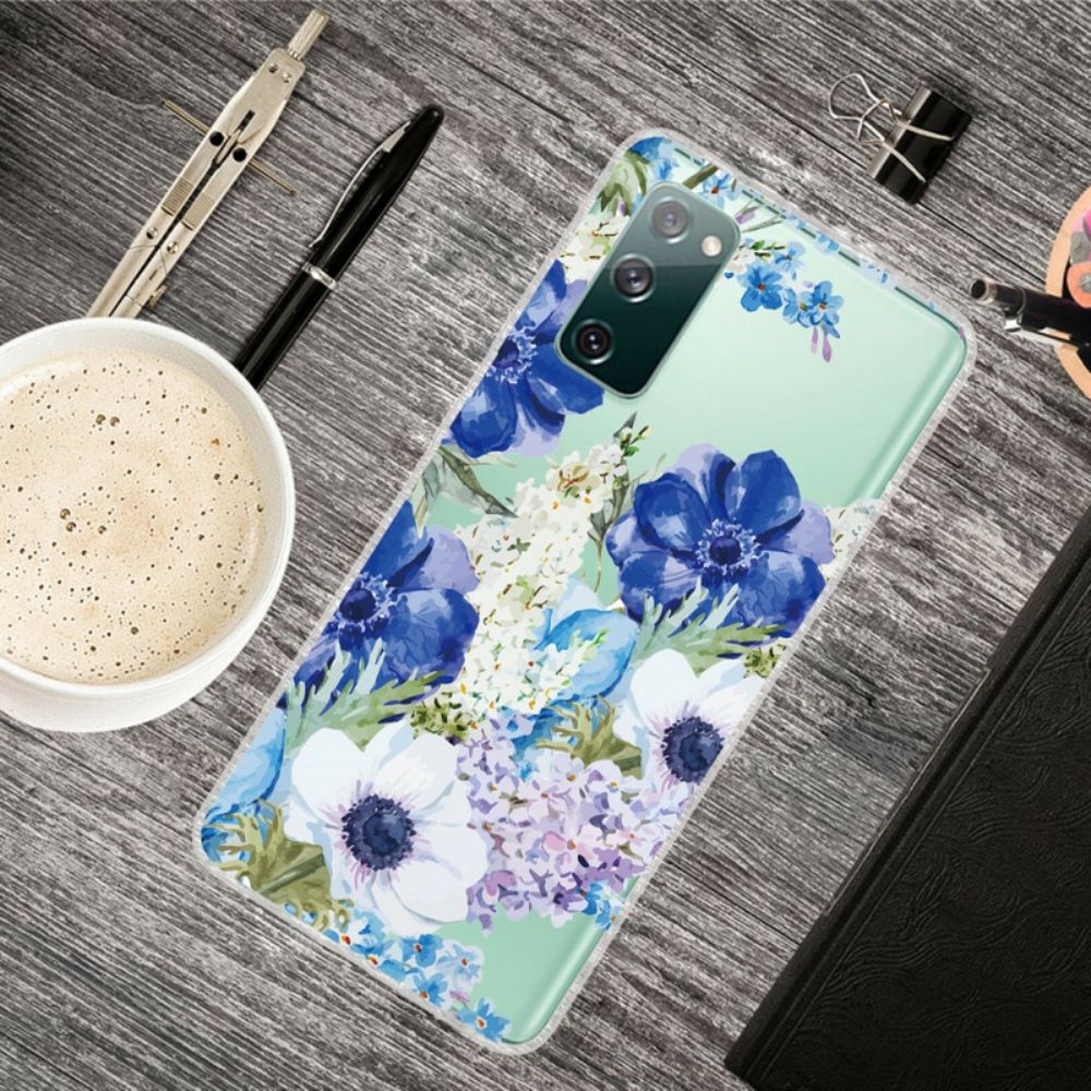 Handyhülle Für Samsung Galaxy S20 FE Aquarell Blaue Blumen Nahtlos