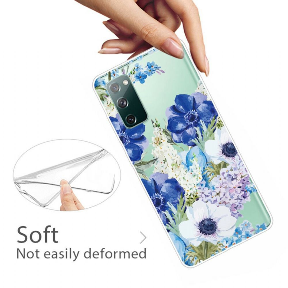 Handyhülle Für Samsung Galaxy S20 FE Aquarell Blaue Blumen Nahtlos