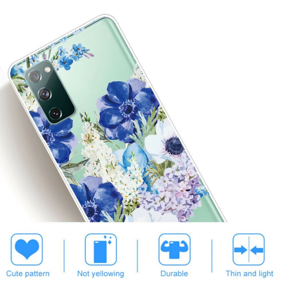 Handyhülle Für Samsung Galaxy S20 FE Aquarell Blaue Blumen Nahtlos