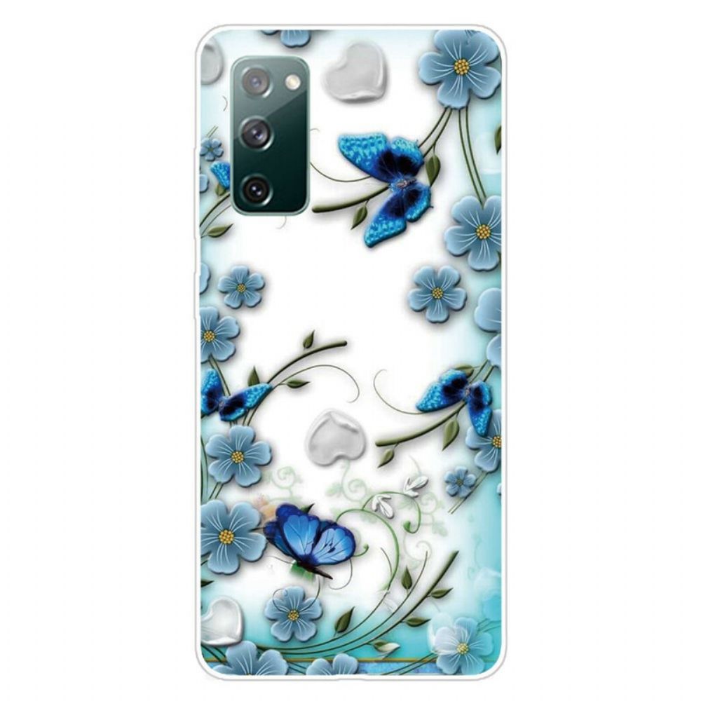 Handyhülle Für Samsung Galaxy S20 FE Transparente Retro-schmetterlinge Und Blumen