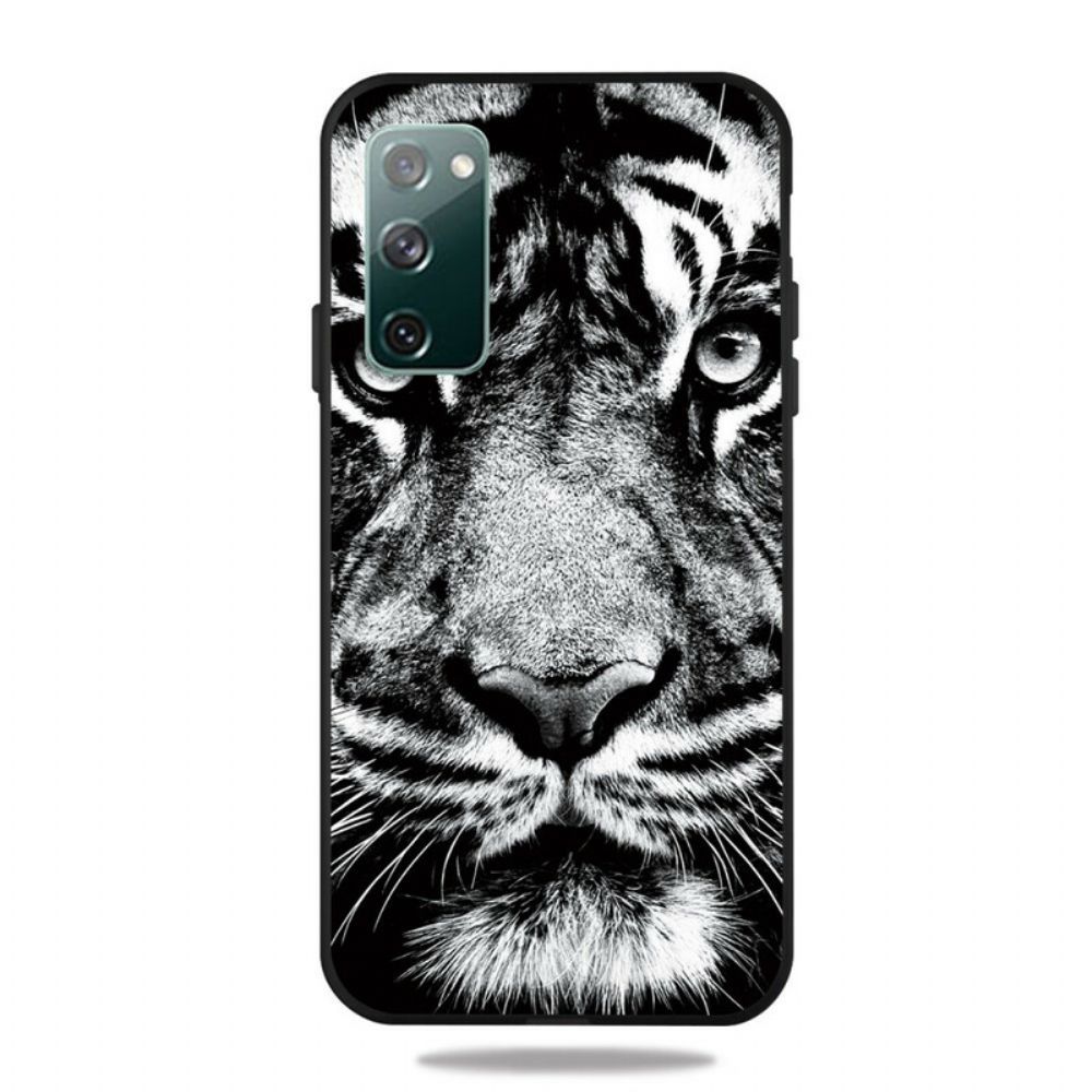 Hülle Für Samsung Galaxy S20 FE Schwarzer Und Weißer Tiger