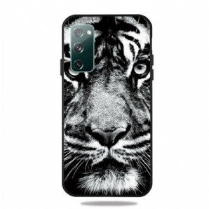 Hülle Für Samsung Galaxy S20 FE Schwarzer Und Weißer Tiger