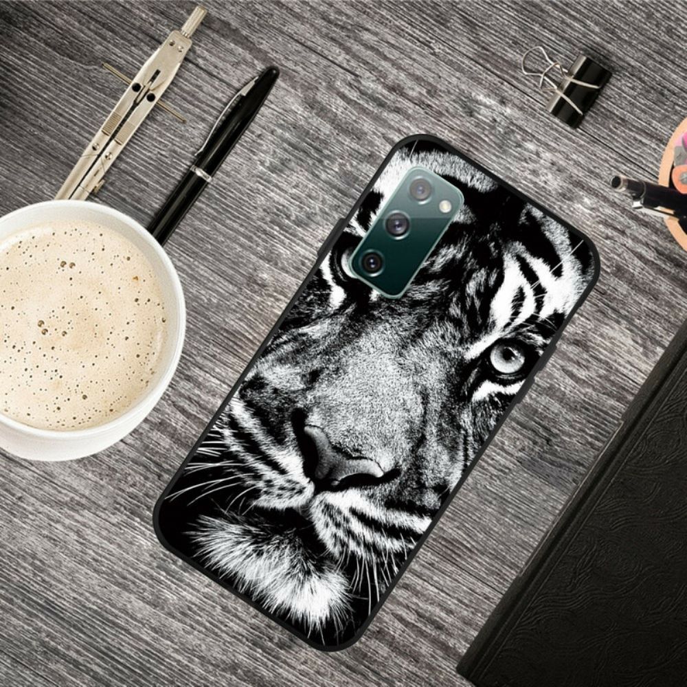 Hülle Für Samsung Galaxy S20 FE Schwarzer Und Weißer Tiger