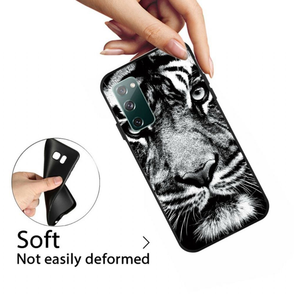 Hülle Für Samsung Galaxy S20 FE Schwarzer Und Weißer Tiger