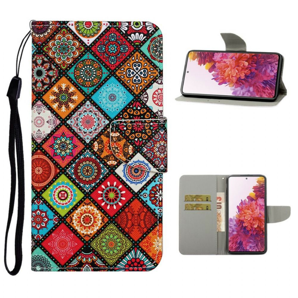 Lederhüllen Für Samsung Galaxy S20 FE Patchwork-mandalas Mit Lanyard