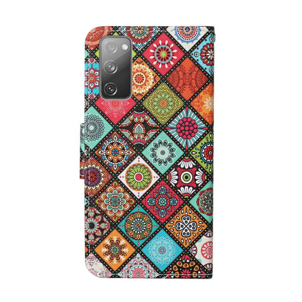 Lederhüllen Für Samsung Galaxy S20 FE Patchwork-mandalas Mit Lanyard