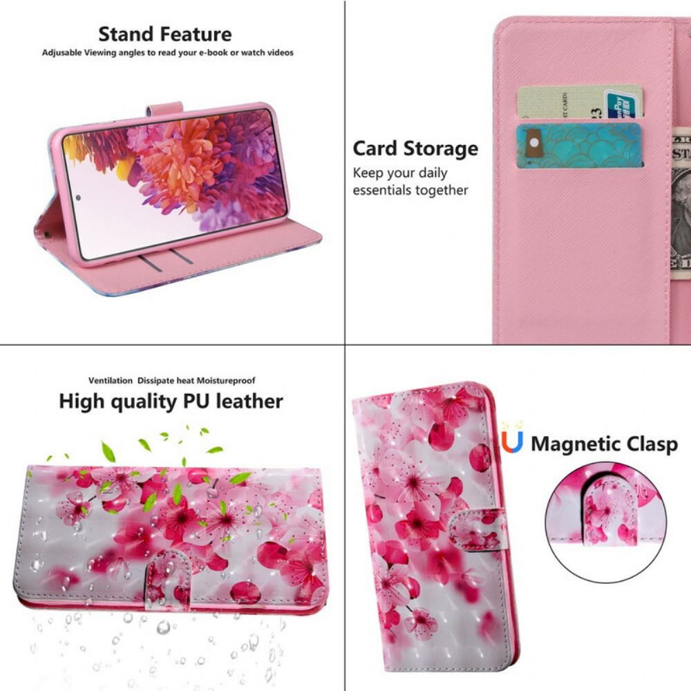 Lederhüllen Für Samsung Galaxy S20 FE Rosa Blumen