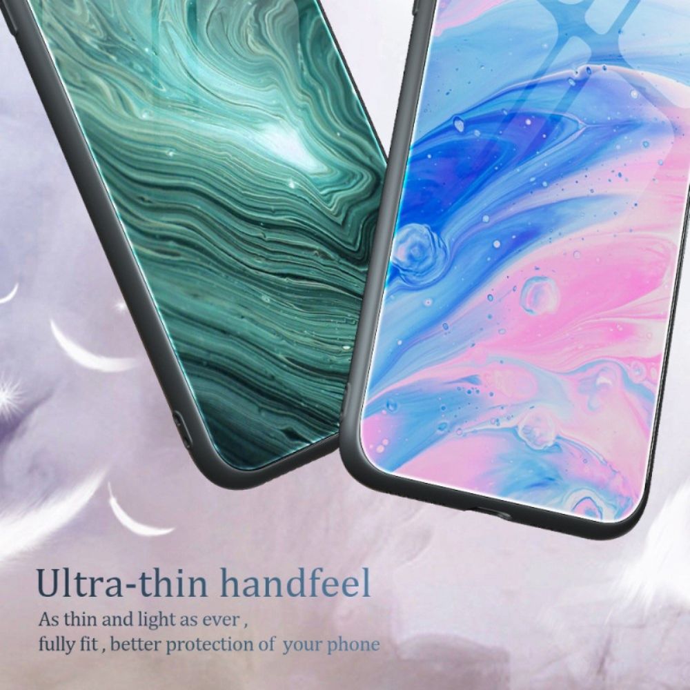 Handyhülle Für Oppo Reno 8 Pro Marmorfarben Gehärtetes Glas