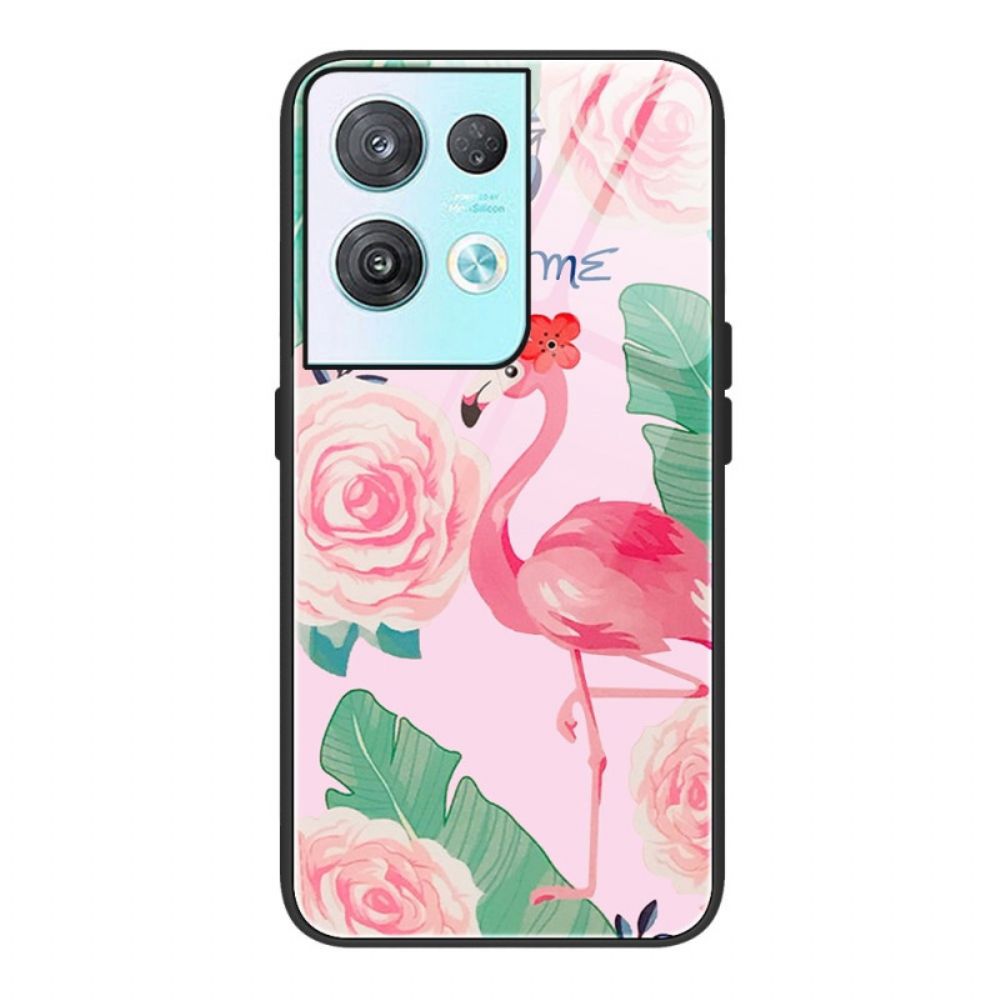 Hülle Für Oppo Reno 8 Pro Gehärtetes Flamingo-glas