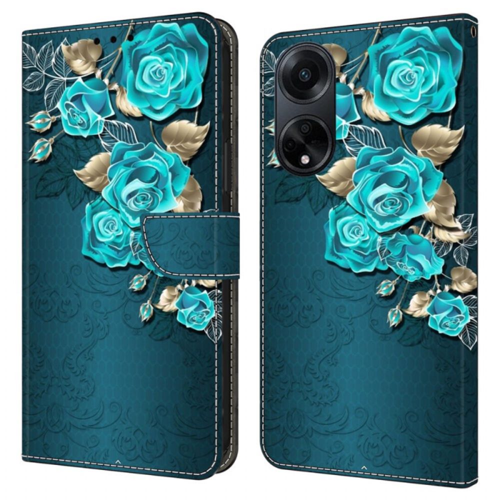 Lederhüllen Für Oppo A98 5g Blaue Rosen