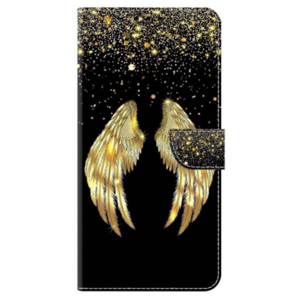 Lederhüllen Oppo A98 5g Goldene Flügel