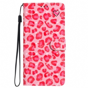 Lederhüllen Oppo A98 5g Handyhülle 3d-rosa-leopard Mit Riemen