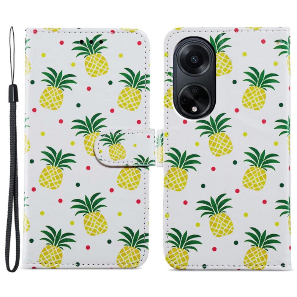 Lederhüllen Oppo A98 5g Handyhülle Ananas Mit Riemen