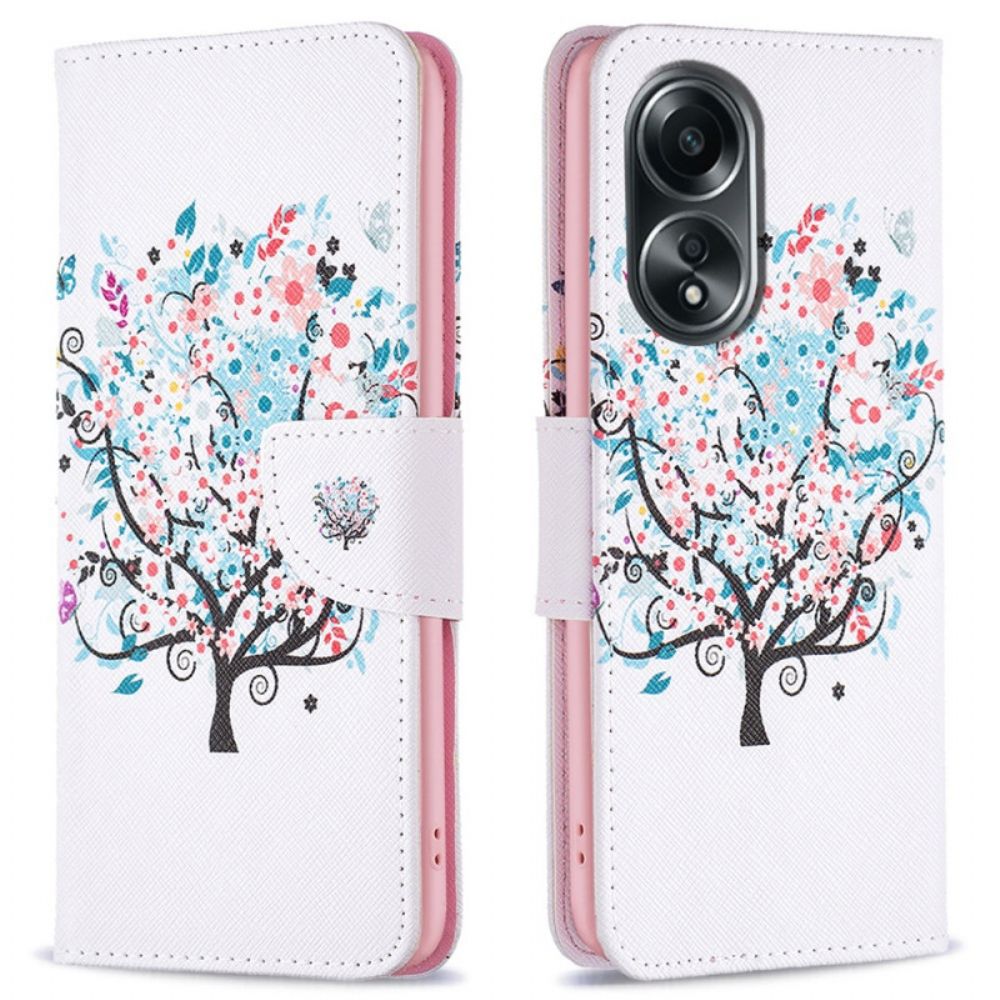 Lederhüllen Oppo A98 5g Handyhülle Blühender Baum