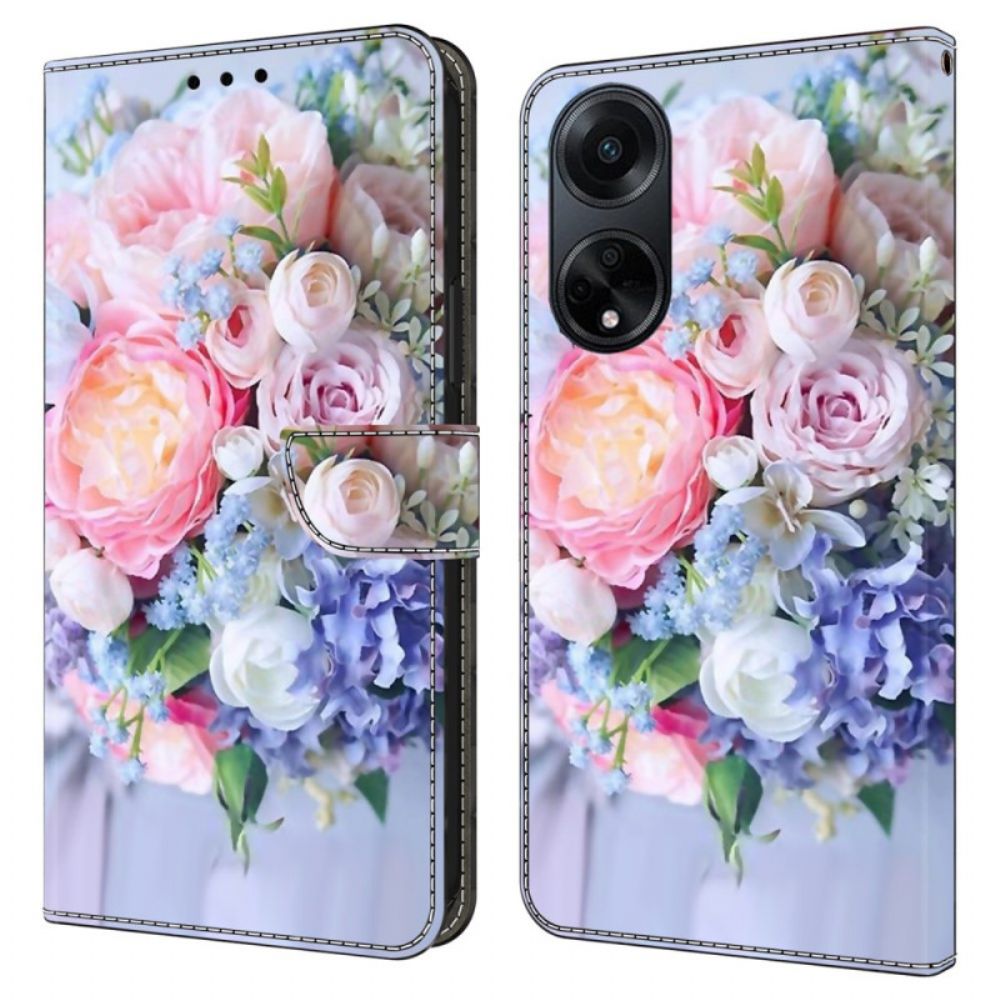 Lederhüllen Oppo A98 5g Handyhülle Bunte Blumen