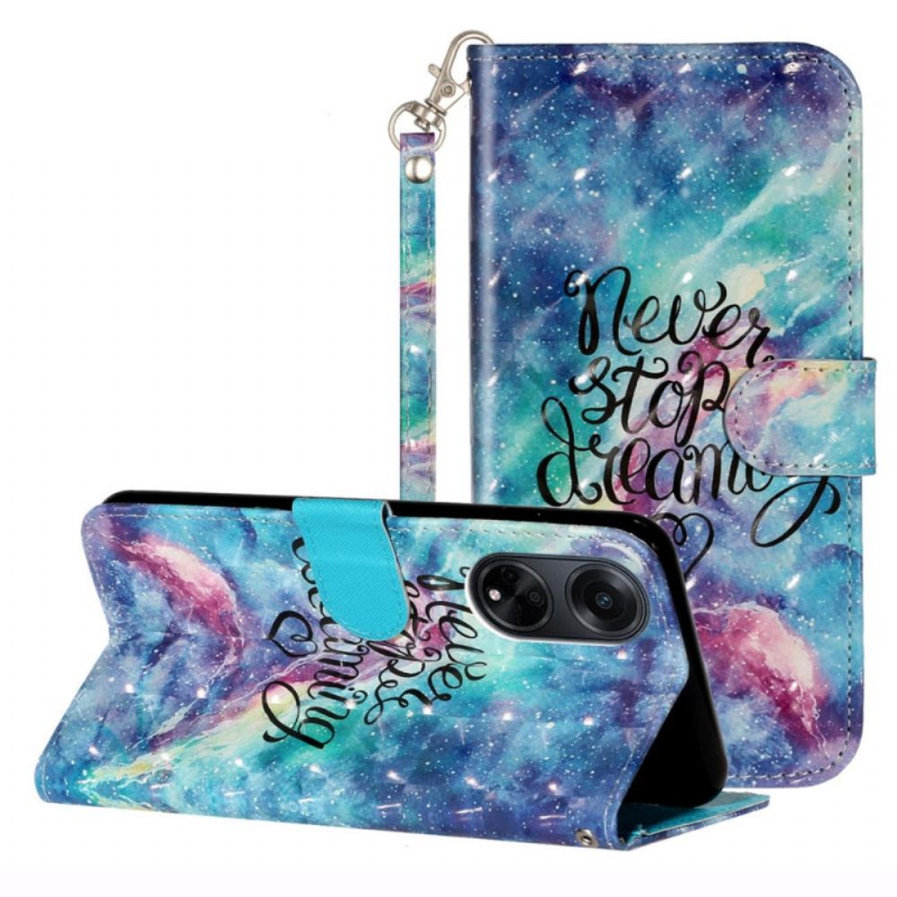 Lederhüllen Oppo A98 5g Never Stop Dreaming With Strap