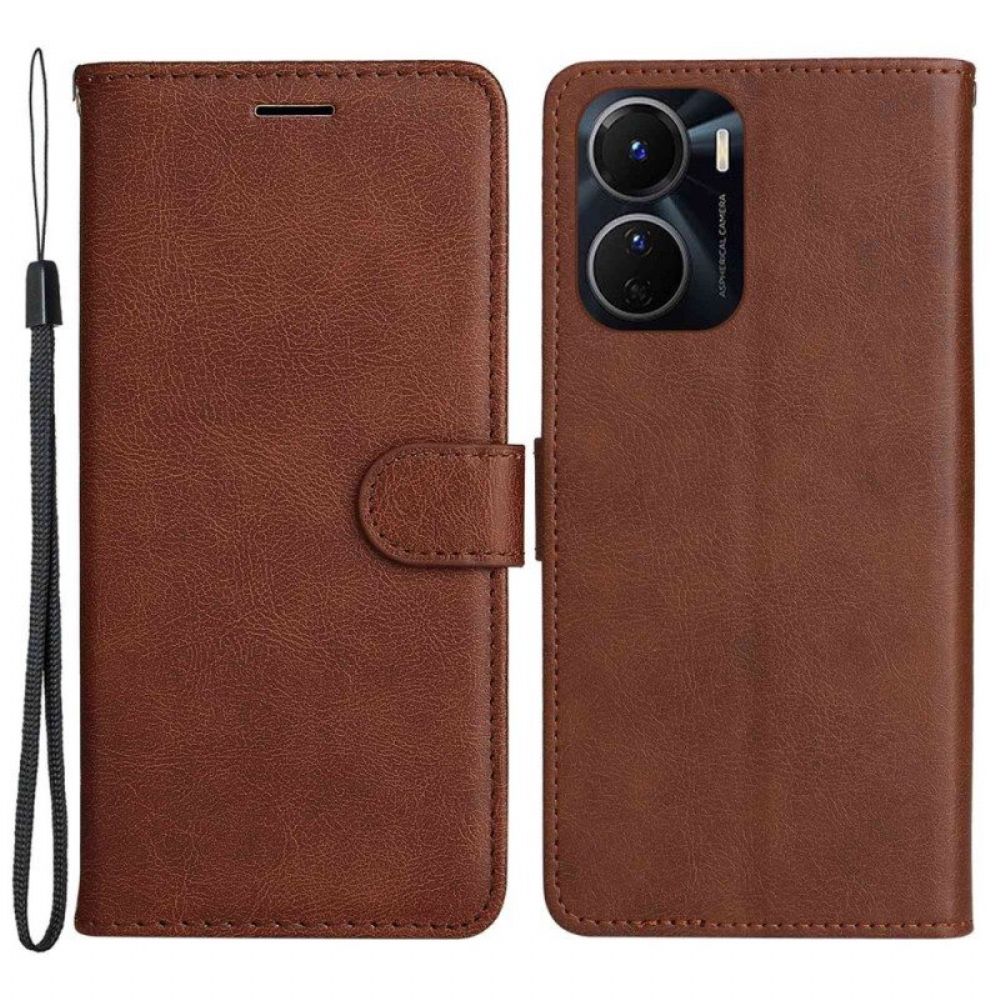 Flip Case Für Vivo Y16 Mit Kordel Riemchenleder-stil