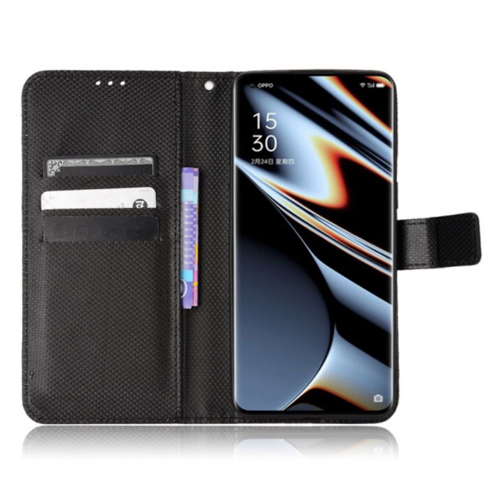 Flip Case Für Oppo Find X5 Pro Mit Kordel Gestylter Kunstlederriemen