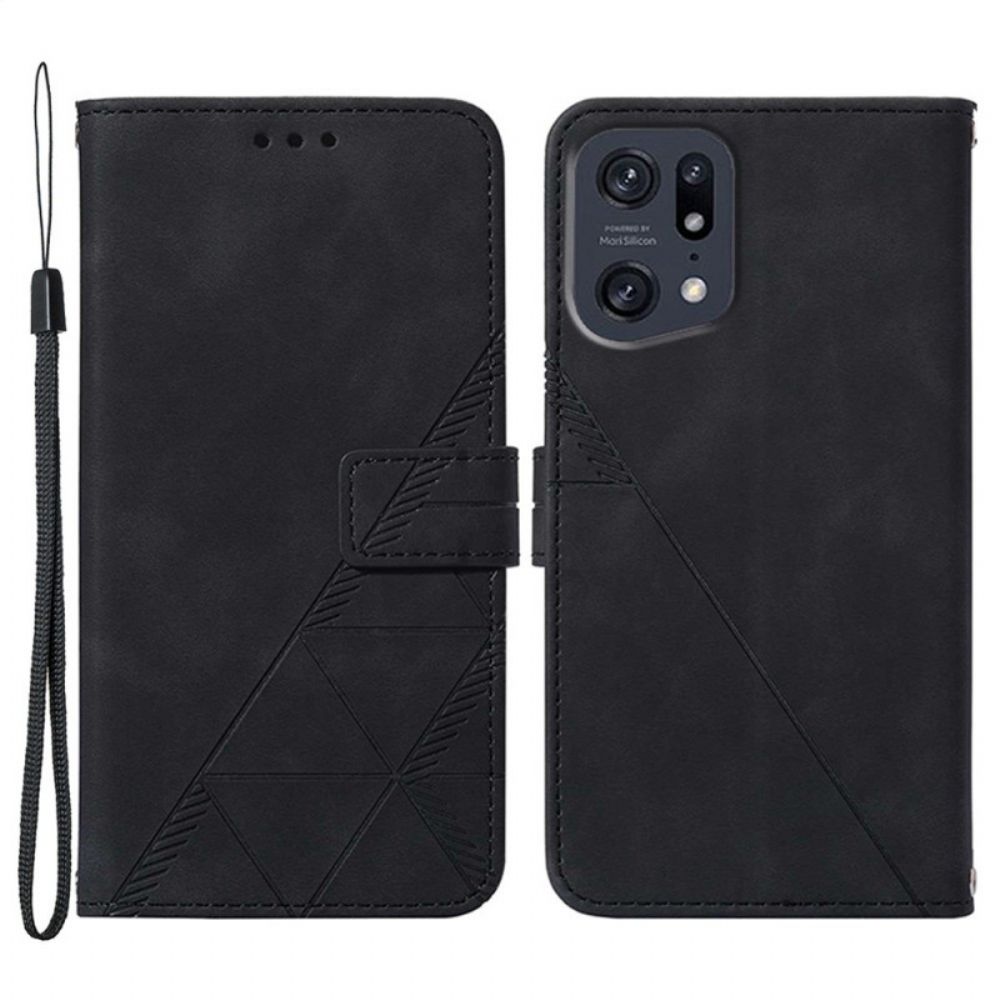 Flip Case Für Oppo Find X5 Pro Mit Kordel Riemendreiecke