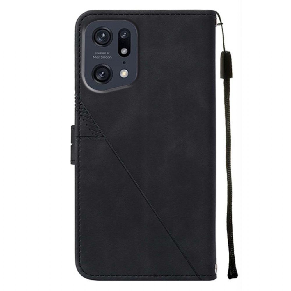 Flip Case Für Oppo Find X5 Pro Mit Kordel Riemendreiecke