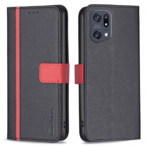 Flip Case Für Oppo Find X5 Pro Texuriertes Kunstleder Binfen Color