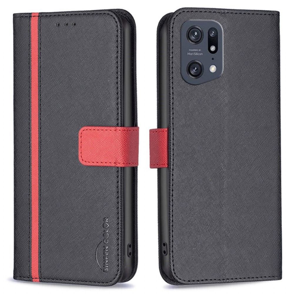 Flip Case Für Oppo Find X5 Pro Texuriertes Kunstleder Binfen Color