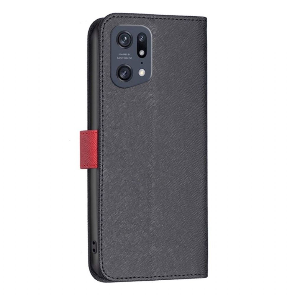 Flip Case Für Oppo Find X5 Pro Texuriertes Kunstleder Binfen Color