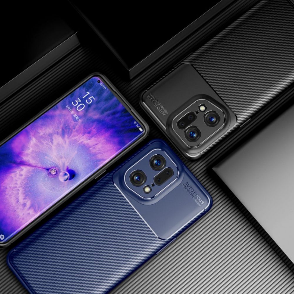 Handyhülle Für Oppo Find X5 Pro Gebürstete Kohlefaser